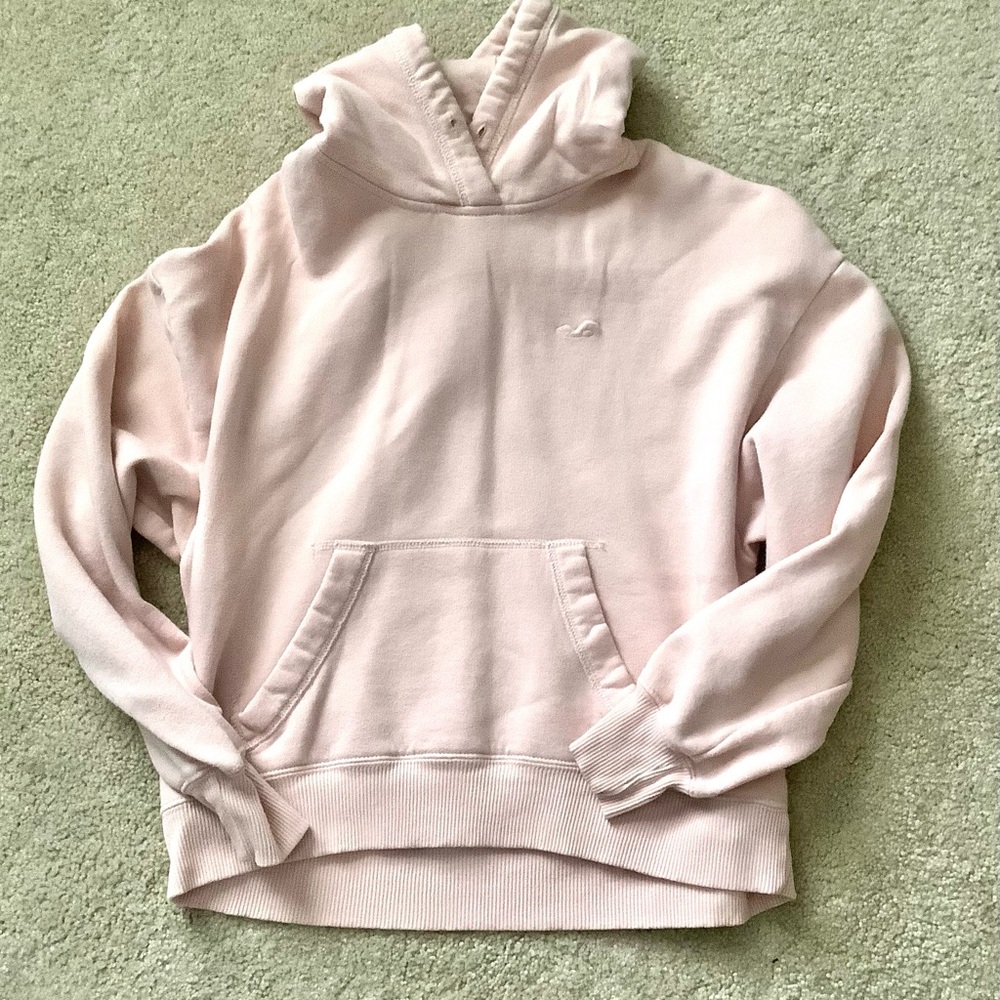 Hollister Womens Logo Hoodie Sweatshirt Small Pale Pink